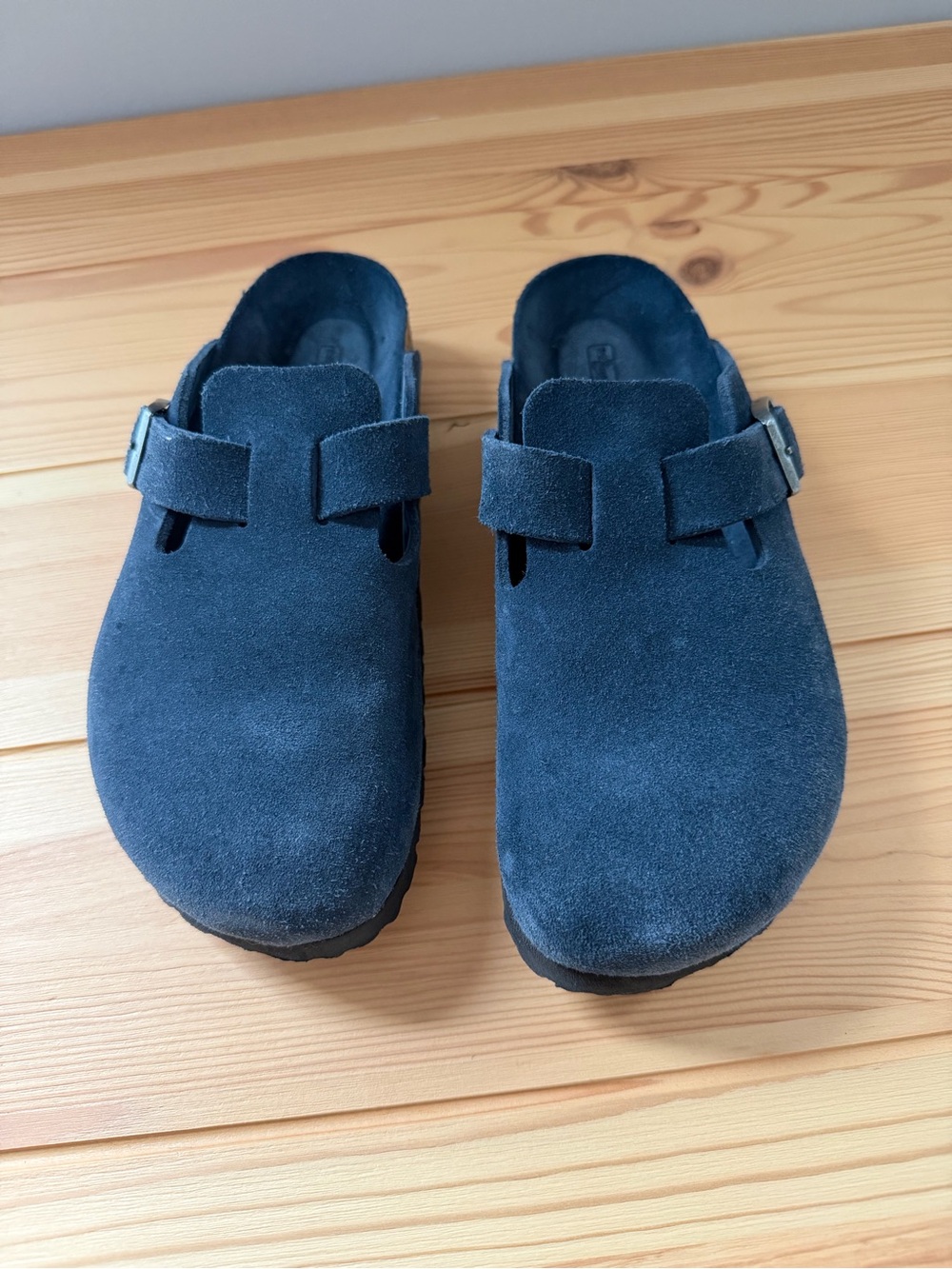 Birkenstock Navy Suede Boston Clogs